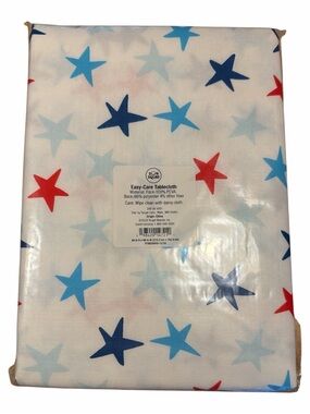 Easy-Care Tablecloth by Sun Squad - Patriotic Blue & Red Star Print